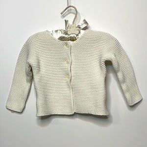 Zara Mini | White Crochet Cotton Sweater | Size 3 - 6 Months